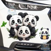 『創意車貼』開心熊貓卡通貼畵車門保險槓裝飾改裝遮擋遮蓋劃痕貼紙趣味車貼『小叮噹車品』
