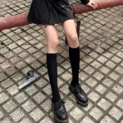 機不可失天鵝絨小腿襪壓力瘦腿襪女中筒春秋季棉襪潮ins黑色jk襪子長筒襪