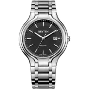 RHYTHM日本麗聲 簡單生活黑面美學日期顯示石英男錶腕錶-黑/42.5mm