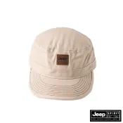 JEEP  經典皮革品牌布標軍帽-卡其色