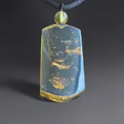 高品 透體 花珀 全內包 平安牌 緬甸 藍珀 琥珀 附台灣紐約鑑定書 項鍊 墜子 鑶錵寶石旗艦店