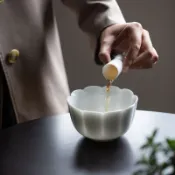 羊脂玉瓷 筆洗 水盂 茶洗 建水 甜白 小號 杯洗 茶水缸 茶具配件 陶瓷洗杯 茶藝必備 茶桌擺飾配件