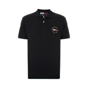  (店+)【TOMMY HILFIGER】Tommy Hilfiger 平紋針織純棉休閒簽字型刺繡翻領時尚商務通勤老錢風網球高爾夫穿搭短袖Polo衫 男款 黑色
