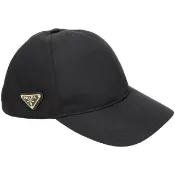 【PRADA 普拉達】金三角牌再生尼龍棒球帽(黑色 鴨舌帽 防曬帽 遮陽帽)