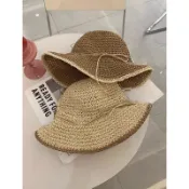 【現貨速發】 「夏日亮白大作戰🌼」 法式浪漫蝴蝶結撞色細編織漁夫帽 遮陽帽 防曬帽 海邊穿搭配件 渡假穿搭