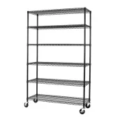 【Costco好市多】Trinity 六層多功能置物架 黑色 Trinity 6-Tier NSF Wire Rack With Wheels Black