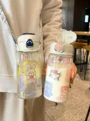 協貿國際日用品生活1館 高顏值水杯玻璃杯ins風可愛女士網紅款帶吸管便攜學生喝水杯子男