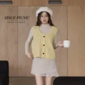 Space Picnic｜撞色愛心釦針織背心-3色【2508137】