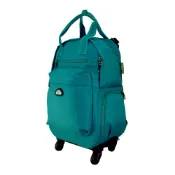 (店+)【WALLABY】18吋素色大容量拉桿後背包 藍綠 HTK-94223-18TL