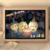 ✨免運🔥台灣發貨❤️‍🔥新款Chiikawa生日快樂擺臺兒童卡通木質相框擺件送朋友生日禮物