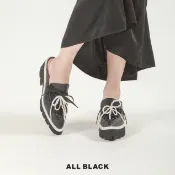 【ALL BLACK】Pearl Jam Lugg 珍珠蝴蝶結穆勒厚底鞋(2色)25-2121