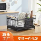 星光精品館 【鐵藝瀝水】碗碟瀝水架 廚房收納架 餐盤架 筷子架 水槽置物架 瀝水碗架 出水管設計 單層大容量 防鏽鐵藝 通風易乾 廚房檯面收納