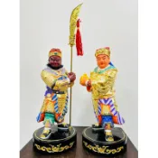 「華誠」8吋8  關平 周倉 關聖帝君 劍印將軍 部將 樟木雕刻 神像 金身 台南現貨 附贈武器