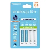 【Panasonic 國際牌】eneloop lite充電組4號2顆電池套裝(BQ-CC17+4LCDE)