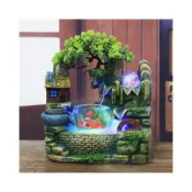 (店+)熱銷💓 1.9 魚缸假山流水擺件 喬遷開業招財工藝品 客廳家居裝飾樹脂工藝擺件 招財流水聚寶盆 石來運轉 風水輪 循環流水器