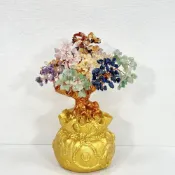 (店+)【御古齋】天然 五行水晶 福袋樹 招財樹 增補五行 開運擺飾 居家辦公室 風水開運擺件 大款 0725