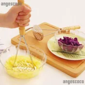  🚀ll下殺優選不鏽鋼搗泥器壓泥器土豆壓 塑柄土豆壓 土豆壓泥器 雙筋木柄土豆壓 搗碎器馬鈴薯壓泥器