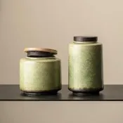 台灣現貨窯變復古茶葉罐密封罐陶瓷儲存罐普洱收納罐家用小茶倉存茶儲物罐