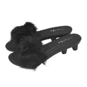 【PUMA】涼拖鞋 Fenty Slide Chic Fur 女鞋 黑 毛絨 聯名 蕾哈娜 404768-02
