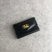 【日本直送 名牌中古包】CELINE 經典馬車 LOGO 鑰匙圈 黑色 6 連 壓紋皮革 vintage 古著 hnhm6t