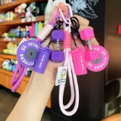 ✧ Cavro ✧手工編織包包掛件 毛線吊飾 鑰匙圈 汽車掛飾 簡約個性健身系列鑰匙扣ins風高顏值可拆裝啞鈴水杯情侶鑰