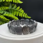 精品 天然珊瑚玉手排 黑灰色 玉化 檸檬片 鳳尾紋