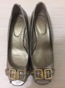 楔型真皮魚口鞋 