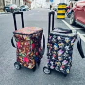 拉貨小拉車防摔可陞降可拆卸折疊買菜小車卡通戶外拉水便捷購物車 多功能小推車 便攜折疊買菜車