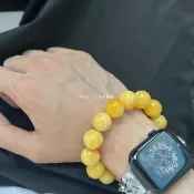 全球選品1館 生活百貨 天然琥珀蜜蠟花蜜手串俄料白花原礦手鍊項鍊圓珠帶證書