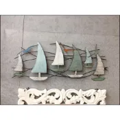 (店+)歐舍傢居 壁飾 立體 鐵件 仿古 帆船 海鷗 藍色 刷舊 一帆風順 鐵藝 壁貼 海洋風 壁掛 牆面裝飾品