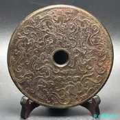 【開心樂購】古董做舊老岫玉高古玉古玩玉器玉璧玉石掛件把件玉佩擺件九龍玉壁