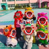 🔥臺灣熱賣🔥塑料兒童舞獅子道具套裝 舞獅頭鼓2-14嵗幼兒園錶演小獅頭玩具6寸 獅子頭 舞龍舞獅 醒獅 演出