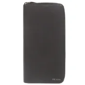 【DOKODEMO】Prada Saffiano 皮革 logo 2ML220 黑色圓形拉鍊長皮夾 黑色 0366 [二手] PRADA 男士