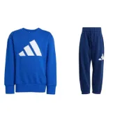 (店+)【adidas 愛迪達】JM0881- adidas休閒運動套裝 舒適圓領套頭落肩長袖系帶 兒童款