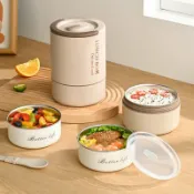 喜挖2店 【此商品為2入組】316不鏽鋼飯盒上班族可微波爐便當盒學生三層保溫袋餐盒家用飯桶