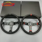 14英寸 350mm Sparco真皮方向盤 中凹支架 通用賽車改裝方向盤