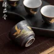 銀聯網日用品生活館 臻品堂銀斑釉陶瓷茶杯品茗杯斗笠大主人杯杯子家用小單杯功夫茶具1入