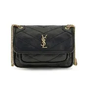 【YSL】SAINT LAURENT Mini Niki 迷你 金鍊 翻蓋 斜背包 肩背包 黑色 8460870EN071000
