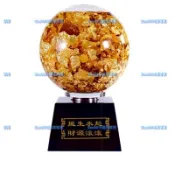 《泓潤》精選 金箔球風水球水晶球 金箔風水球 金箔球 旋轉球風生水起 客廳玄關桌面招財鎮宅聚財位擺件