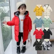 【橘魔法】素面拚色 迷彩鋪棉連帽長袖外套 厚外套 大衣 長版外套 女童 男童 童裝 兒童 大童 防風 中性款
