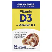 【iHerb】Enzymedica, Vitamin D3 + Vitamin K2, 30 Capsules