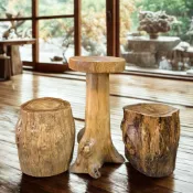 【自然屋精品】 柚木椅 天然柚木椅 天然柚木整棵樹頭手工藝品 柚木桌 樹頭造型耐用質感木椅，適合居家、餐廳與咖啡廳空間