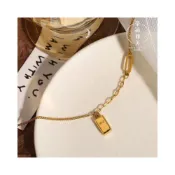 (店+)【Dream Closet】小金磚腳鏈女歐美高級感冷淡風輕奢ins小衆夏季腳踝金色足鏈