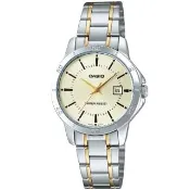 【CASIO 卡西歐】卡西歐石英鋼帶女錶-金色(LTP-V004SG-9A)