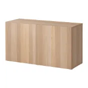 【IKEA 宜家家居】BESTÅ 層架組附門板, 染白橡木紋/lappviken 染白橡木紋, 120x42x64 公分