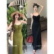 【𝐊𝐈𝐊𝐈𝐅𝐀𝐌𝐄】👒𝒱𝒶𝒸𝒶𝓉𝒾𝑜𝓃.明豔假期✨渡假風復古提花長洋裝 吊帶裙 A字洋裝 渡假洋裝 收腰洋裝 繫帶連身裙