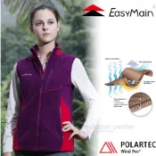 【EasyMain 衣力美】女款POLARTEC Wind Pro 防風保暖透氣背心.輕量透氣保暖背心_深紫_V1356