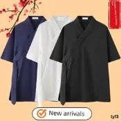 采購產品夏季短袖道教服，道教服，男士太極服，女士道教服，武術服，新型斜襟三領門外漢服