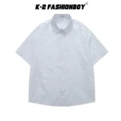 【K-2】質感設計 緹花 立體感 滿版 花花 花襯衫 短袖襯衫 穿搭 男女不拘 海邊 寬鬆 渡假 潮流【N5769】