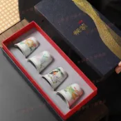 全店免運🐴草木灰釉上扒花聞香杯辦公家用陶瓷茶杯品茗杯整套功夫茶具主人杯